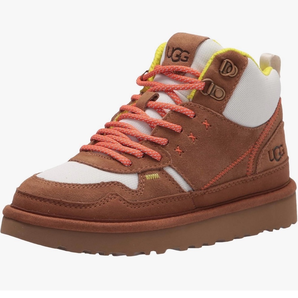 UGG Brown and White Winter Boots with High-Top Design